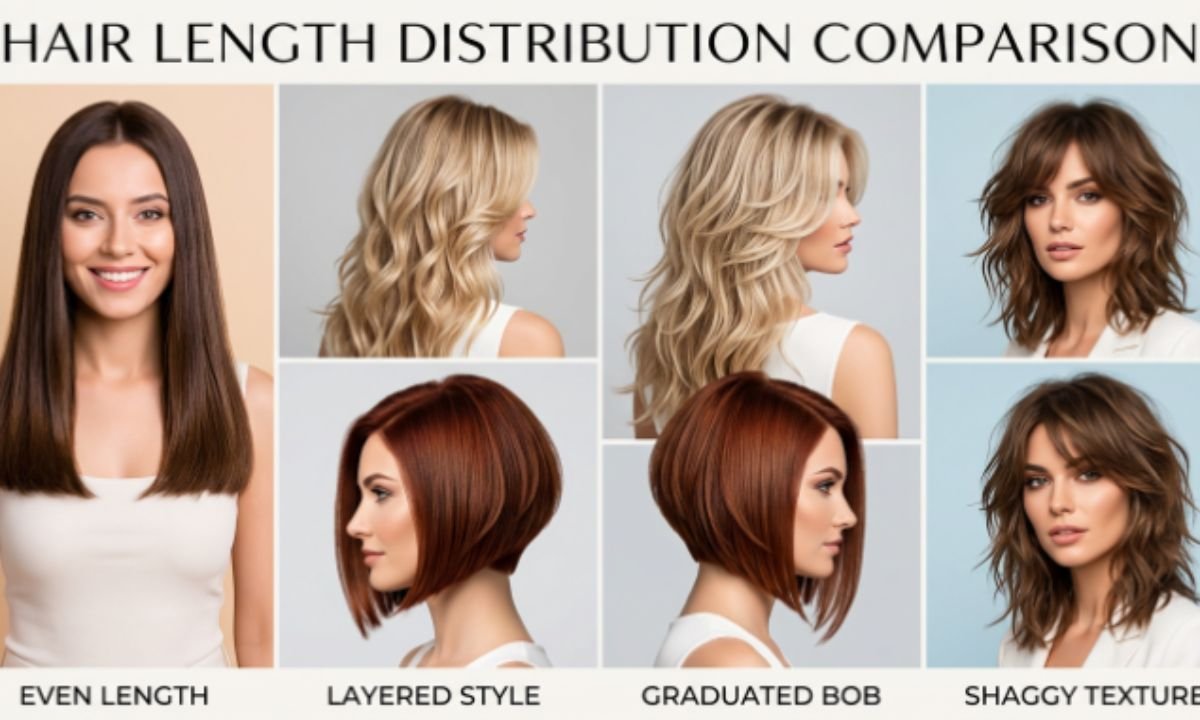 Comparaison de la répartition de la longueur des cheveux