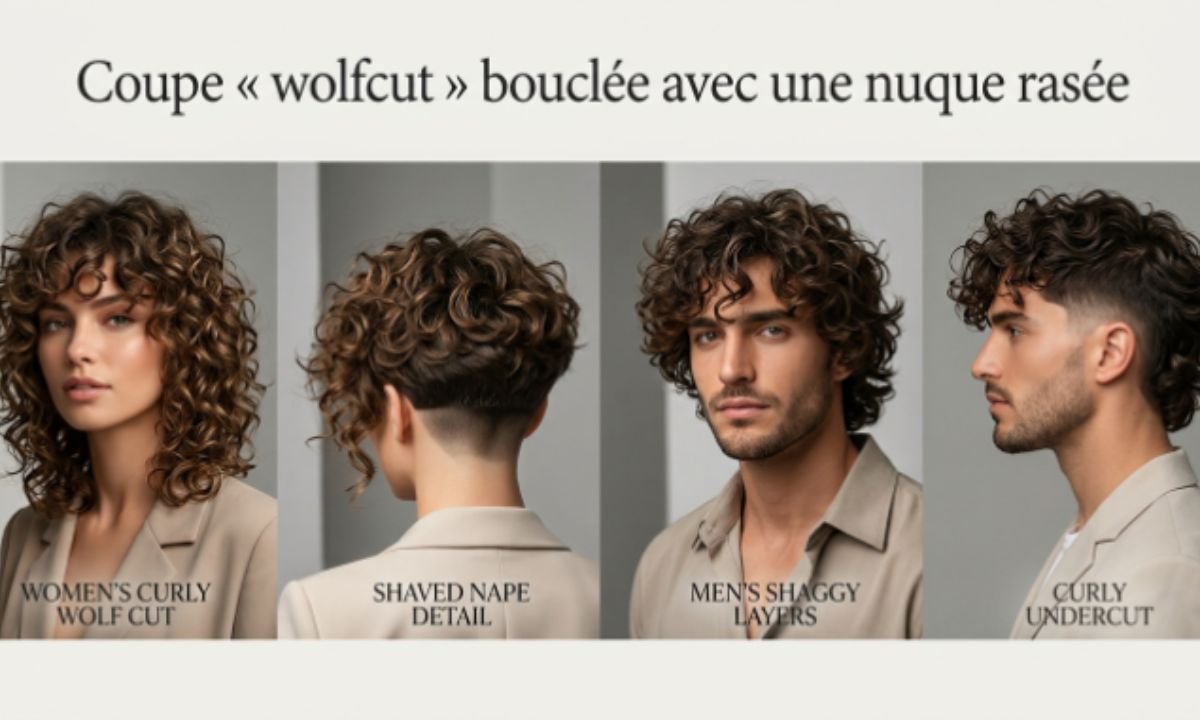 Coupe « wolfcut » bouclée avec une nuque rasée